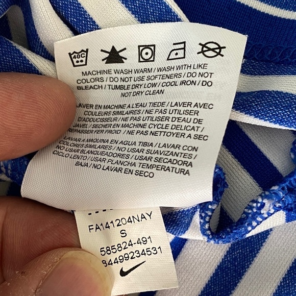 Nike Golf Men's Blue and White‎ Stripe Short Sleeve Activewear Golf Polo Shirt S - Picture 9 of 13